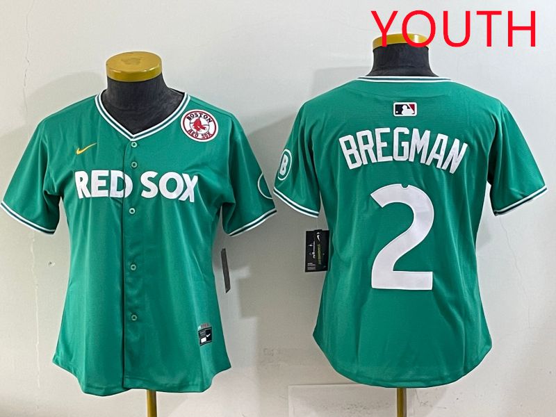 Youth 2025 Boston Red Sox 2 Bregman Dark Green Joint Name Nike MLB Jersey style 9